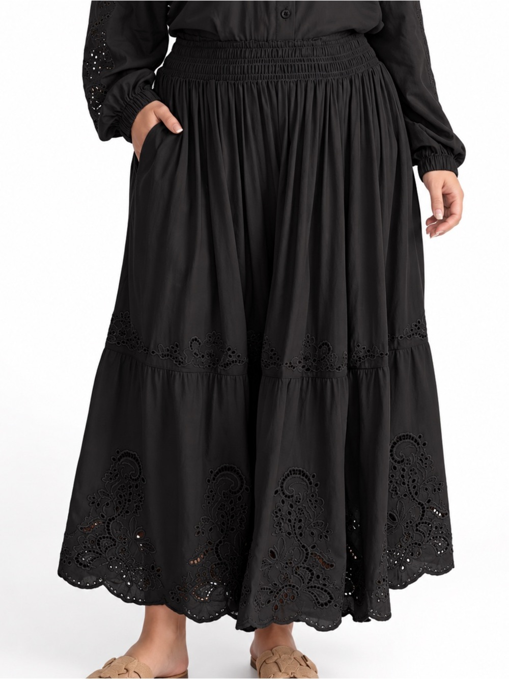 Universal Standard - Tosca Linen Maxi Skirt - Size 26/28 - black - NWT